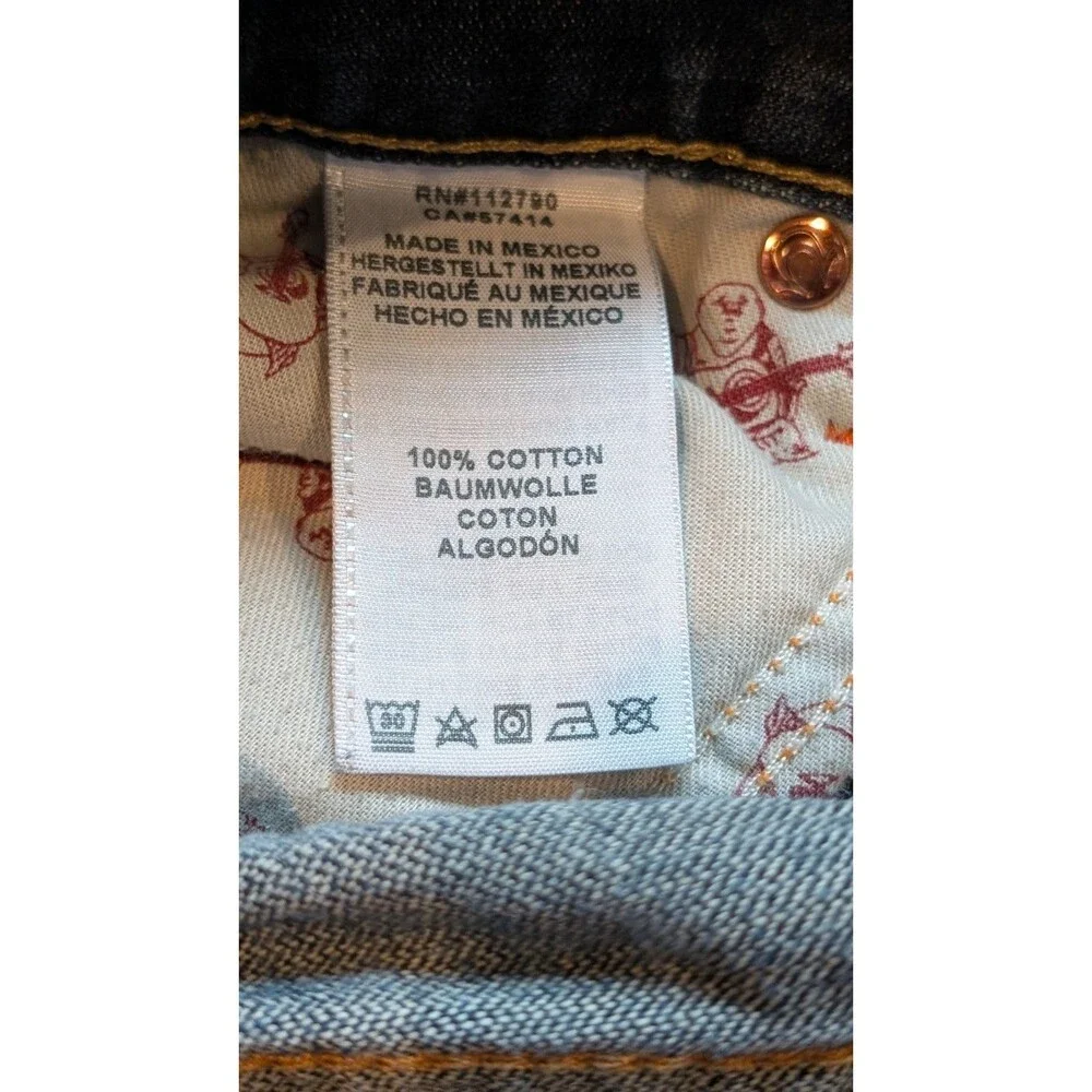 True Religion Men's Blue Jeans Size 40 (41x32) Straight Leg Cut Wide Cuff Denim